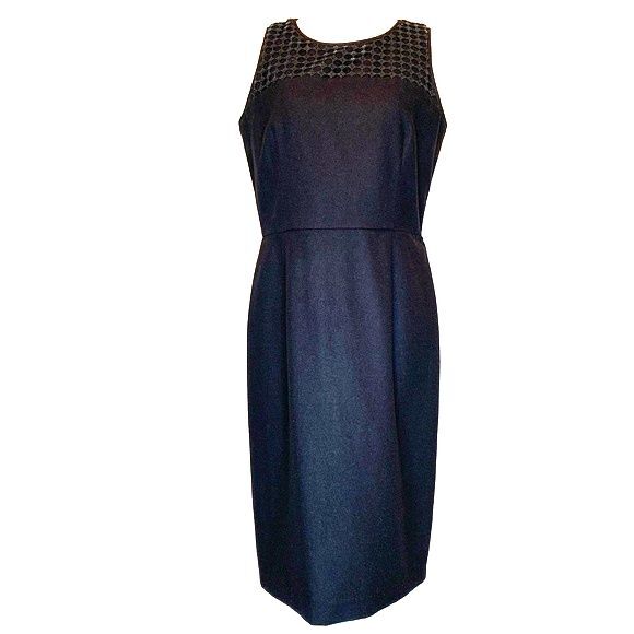 Banana Republic Wool Blend Black Sequin Accent Dress 8 - Picture 1 of 13